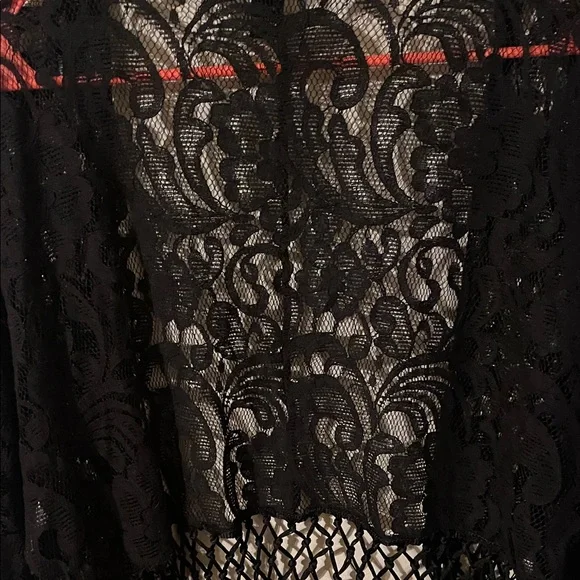 Forever 21 Black Lace Fringe Short Kimono - Picture 5 of 8